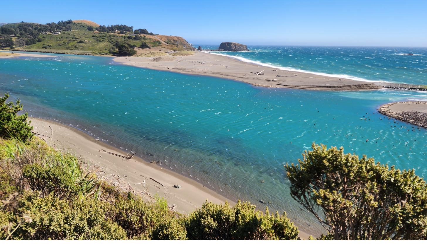 The Russian River meeting the sea in turquoise at Jenner